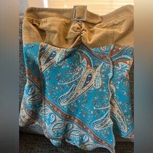 Charlotte Russe Teal Paisley strapless top with Brown Belt